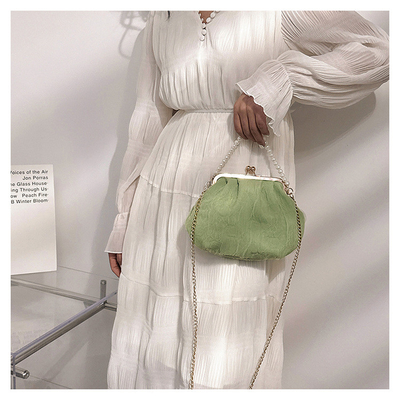 2024 NEW RETRO FAIRY SOLID COLOR kleine zak witte handtas parel zak dames net garens in eenvoudige crossbody tas