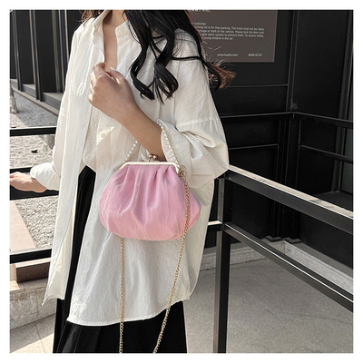 2024 NEW RETRO FAIRY SOLID COLOR kleine zak witte handtas parel zak dames net garens in eenvoudige crossbody tas