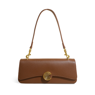 Nieuwe echte koeien schoudertas vrouwen slank tas hoogwaardige hand-gehouden baguette tas koeien onderarm tas