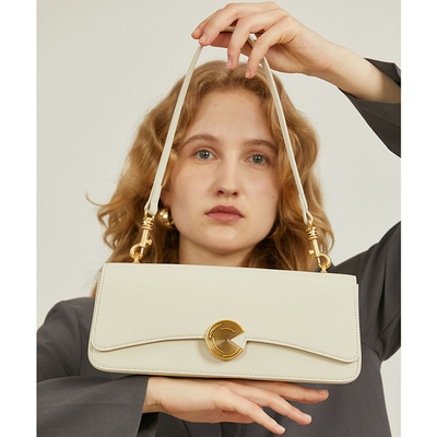 Nieuwe echte koeien schoudertas vrouwen slank tas hoogwaardige hand-gehouden baguette tas koeien onderarm tas