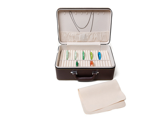 VINTAGE GROTE Capaciteit LEER ARMELET BOX opslagdoos huishoudelijk draagbaar jade armband opslagdoos meervoudig