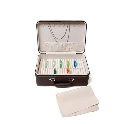 VINTAGE GROTE Capaciteit LEER ARMELET BOX opslagdoos huishoudelijk draagbaar jade armband opslagdoos meervoudig