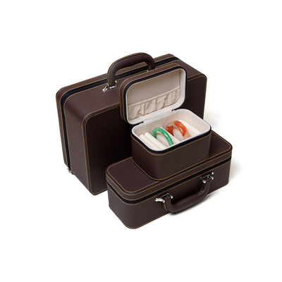 VINTAGE GROTE Capaciteit LEER ARMELET BOX opslagdoos huishoudelijk draagbaar jade armband opslagdoos meervoudig