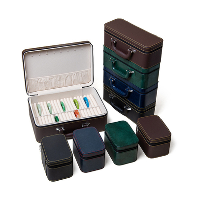 VINTAGE GROTE Capaciteit LEER ARMELET BOX opslagdoos huishoudelijk draagbaar jade armband opslagdoos meervoudig