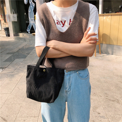 Artsy Corduroy tas Casual draagbare MINI dames Clutch tas Vintage kleding tas Bento tas