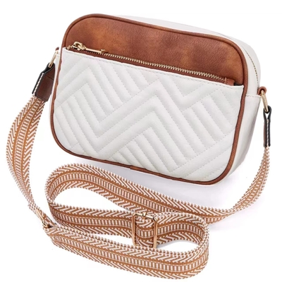 HOT QUILTED BROIDERY CHECK COLOR MATCHING VINTAGE SCHULTERBAG ZIPPER STRAP kruislichaam tas tas kleine vierkant tas