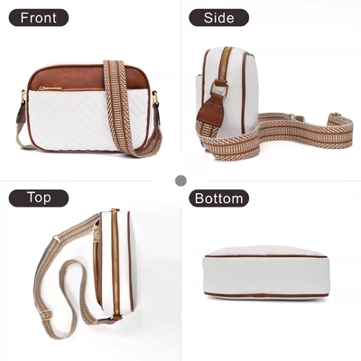 HOT QUILTED BROIDERY CHECK COLOR MATCHING VINTAGE SCHULTERBAG ZIPPER STRAP kruislichaam tas tas kleine vierkant tas