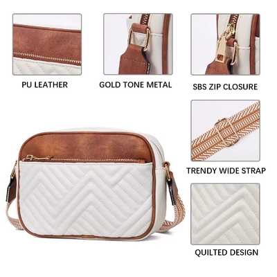 HOT QUILTED BROIDERY CHECK COLOR MATCHING VINTAGE SCHULTERBAG ZIPPER STRAP kruislichaam tas tas kleine vierkant tas