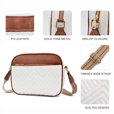 HOT QUILTED BROIDERY CHECK COLOR MATCHING VINTAGE SCHULTERBAG ZIPPER STRAP kruislichaam tas tas kleine vierkant tas