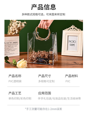 NS Transparante PVC TOTE BAG RONDE HAND WEDDING PARTNER KONDAG KONDAG KONDAG KONDAG