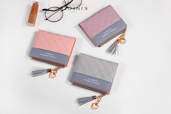 Koreaanse versie van de nieuwe dameshorts Wallet splicing kleur short wallet fringe zipper multi card munt wallet in stock