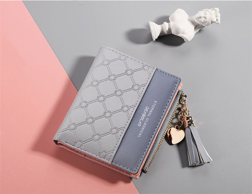 Koreaanse versie van de nieuwe dameshorts Wallet splicing kleur short wallet fringe zipper multi card munt wallet in stock