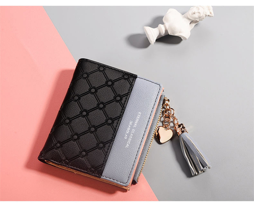 Koreaanse versie van de nieuwe dameshorts Wallet splicing kleur short wallet fringe zipper multi card munt wallet in stock