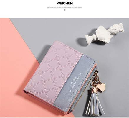 Koreaanse versie van de nieuwe dameshorts Wallet splicing kleur short wallet fringe zipper multi card munt wallet in stock