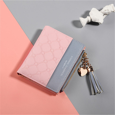 Koreaanse versie van de nieuwe dameshorts Wallet splicing kleur short wallet fringe zipper multi card munt wallet in stock