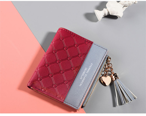 Koreaanse versie van de nieuwe dameshorts Wallet splicing kleur short wallet fringe zipper multi card munt wallet in stock