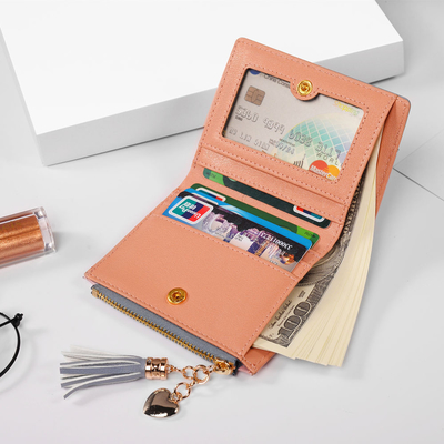 Koreaanse versie van de nieuwe dameshorts Wallet splicing kleur short wallet fringe zipper multi card munt wallet in stock