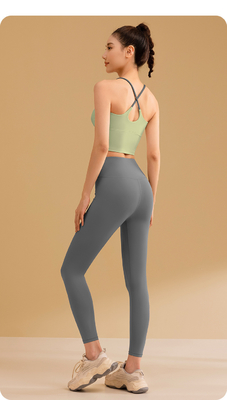 Nieuwe solide kleuren splicing yoga kleding snel droog schokbestendig verzamelen zonder sporen schoonheid terug sport fitness kleding vests