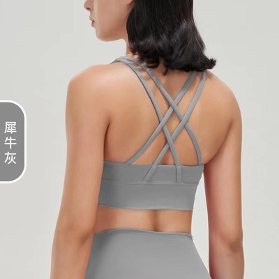 Doppelzijdig gepoetste kruis rug sport ondergoed schokbestendig push-up yoga sport bra fitness vest