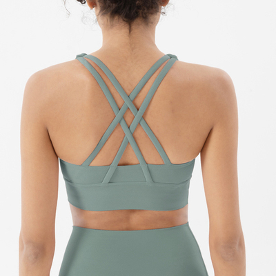 Doppelzijdig gepoetste kruis rug sport ondergoed schokbestendig push-up yoga sport bra fitness vest