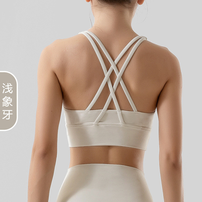 Doppelzijdig gepoetste kruis rug sport ondergoed schokbestendig push-up yoga sport bra fitness vest