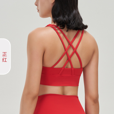 Doppelzijdig gepoetste kruis rug sport ondergoed schokbestendig push-up yoga sport bra fitness vest