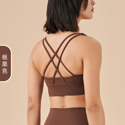 Doppelzijdig gepoetste kruis rug sport ondergoed schokbestendig push-up yoga sport bra fitness vest