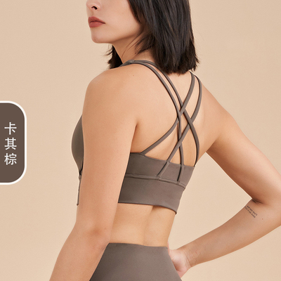 Doppelzijdig gepoetste kruis rug sport ondergoed schokbestendig push-up yoga sport bra fitness vest