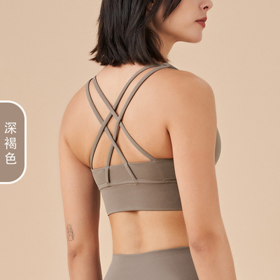 Doppelzijdig gepoetste kruis rug sport ondergoed schokbestendig push-up yoga sport bra fitness vest