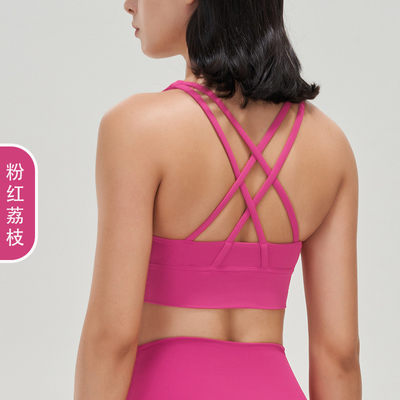 Doppelzijdig gepoetste kruis rug sport ondergoed schokbestendig push-up yoga sport bra fitness vest
