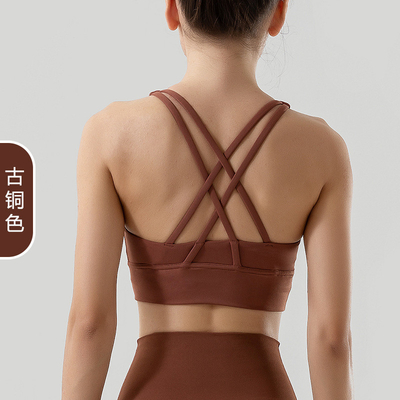 Doppelzijdig gepoetste kruis rug sport ondergoed schokbestendig push-up yoga sport bra fitness vest