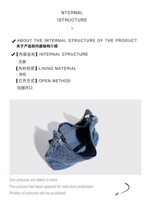 2024 CROSS-BORDER Nieuwe onderarmtas NICHE design retro was denim tas senior dumping tas