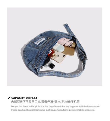 2024 CROSS-BORDER Nieuwe onderarmtas NICHE design retro was denim tas senior dumping tas