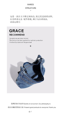 2024 CROSS-BORDER Nieuwe onderarmtas NICHE design retro was denim tas senior dumping tas