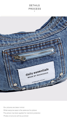 2024 CROSS-BORDER Nieuwe onderarmtas NICHE design retro was denim tas senior dumping tas