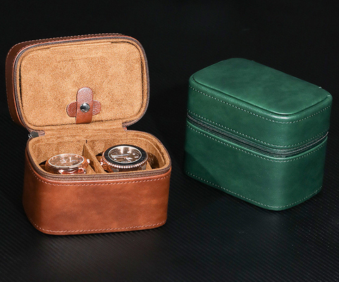 TWEE OCHTEN COLLECTIE Juwelendoos TROANS-GRIJZEN STRAP opslag van koeienvel