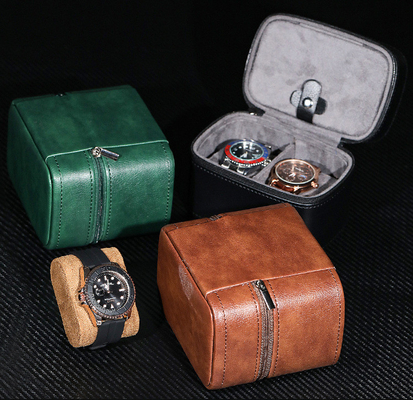 TWEE OCHTEN COLLECTIE Juwelendoos TROANS-GRIJZEN STRAP opslag van koeienvel