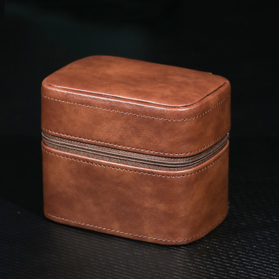 TWEE OCHTEN COLLECTIE Juwelendoos TROANS-GRIJZEN STRAP opslag van koeienvel