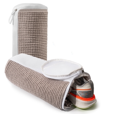 TROANS-GRIJZEN PLUSH SHOE WASH BAG met vlees bekleding SHOE WASH BAG SHOE WASH BAG VAN LAZIGE PERSOONEN PORTABELE SHOE WASH BAG