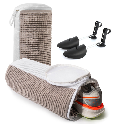 TROANS-GRIJZEN PLUSH SHOE WASH BAG met vlees bekleding SHOE WASH BAG SHOE WASH BAG VAN LAZIGE PERSOONEN PORTABELE SHOE WASH BAG