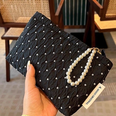 POLKA DOT Zwarte make-up tas ZOETTE huidverzorging opslagtas draagbare munt portemonnee reistas was