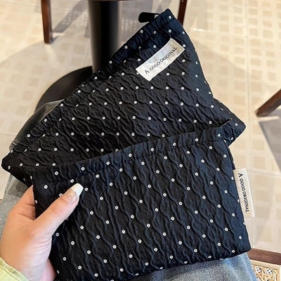POLKA DOT Zwarte make-up tas ZOETTE huidverzorging opslagtas draagbare munt portemonnee reistas was