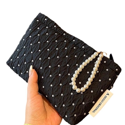 POLKA DOT Zwarte make-up tas ZOETTE huidverzorging opslagtas draagbare munt portemonnee reistas was