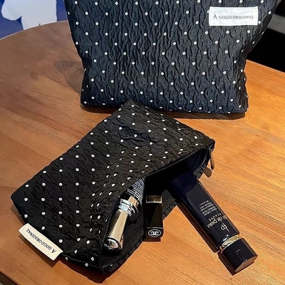 POLKA DOT Zwarte make-up tas ZOETTE huidverzorging opslagtas draagbare munt portemonnee reistas was