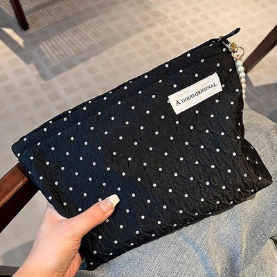 POLKA DOT Zwarte make-up tas ZOETTE huidverzorging opslagtas draagbare munt portemonnee reistas was