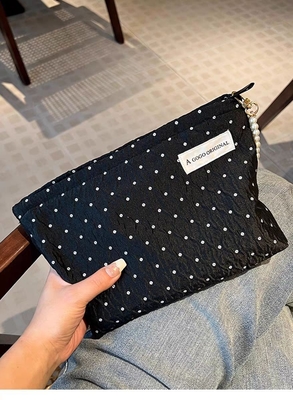 POLKA DOT Zwarte make-up tas ZOETTE huidverzorging opslagtas draagbare munt portemonnee reistas was