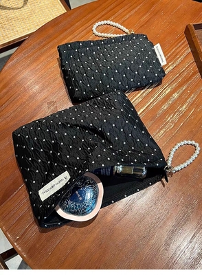 POLKA DOT Zwarte make-up tas ZOETTE huidverzorging opslagtas draagbare munt portemonnee reistas was