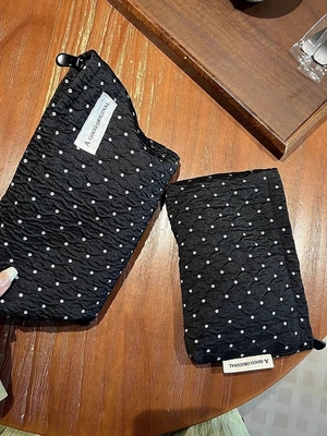 POLKA DOT Zwarte make-up tas ZOETTE huidverzorging opslagtas draagbare munt portemonnee reistas was