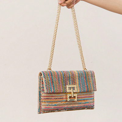 Nieuwe Vakantie WIND MULTI-LAYER KETEN CLAAMSHELL LOCK STRAW BAG OVERSCHULDER BAG