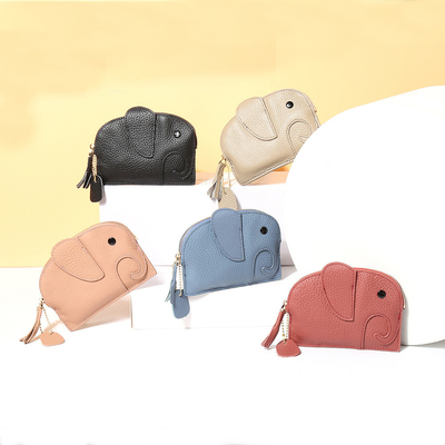 Eerste laag koeienhuid vrouwen muntbeurs Nieuwe olifant creatieve tassel rits zak lederen sleutelzak muntzak